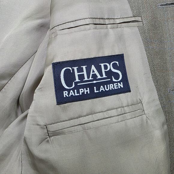 Vintage Chaps Ralph Lauren Blazer Mens 38S Brown Herringbone Wool Silk 3 Button - Picture 2 of 16